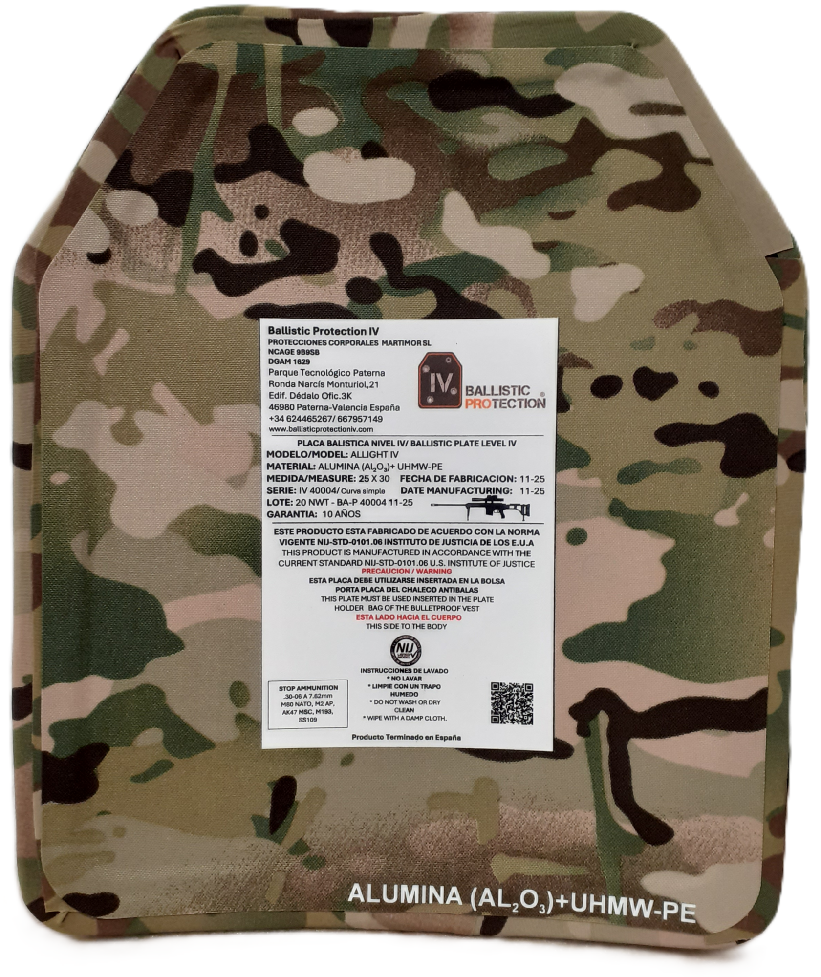 Placas Antibalas Nivel IV MULTICAM BALLISTIC PROTECTION IV